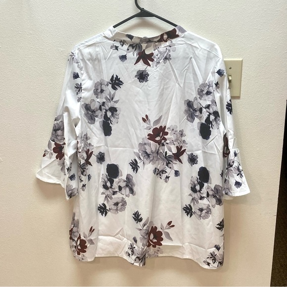 MISSLOOK Floral Print Balloon Sleeve V-Neck Blouse Size 3XL - Picture 7 of 8